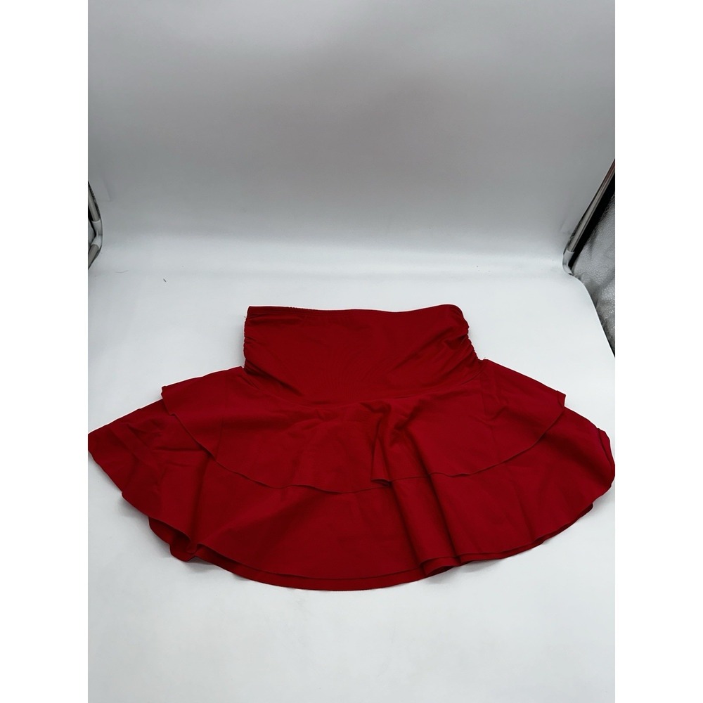 OQQ Bright Pink & Red High Waisted Ruffle Skirt Size Med Golf Athleisure 2 Piece - Picture 2 of 6